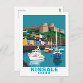 Retro Kinsale Cork Ireland Irish Coastal Village ポストカード (正面/裏面)