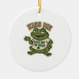 Retro Kiss Me I'm Irish Frog St.Patrick's Day セラミックオーナメント