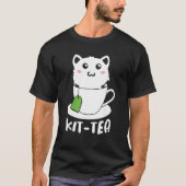 Retro Kit Tea  Kitten Cat  Tea Drinker Teacup Pun Tシャツ (正面)