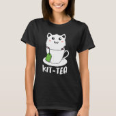 Retro Kit Tea  Kitten Cat  Tea Drinker Teacup Pun Tシャツ (正面)