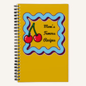 Retro Kitsch 70s Cherry Moms Famous Recipes Book ノートブック (正面)