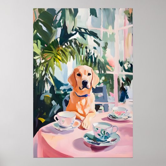 Retro Labrador Retriever Poster, Labrador ポスター (正面)