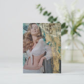 Retro lady with pearls Mixed media collage ポストカード (スタンド正面)