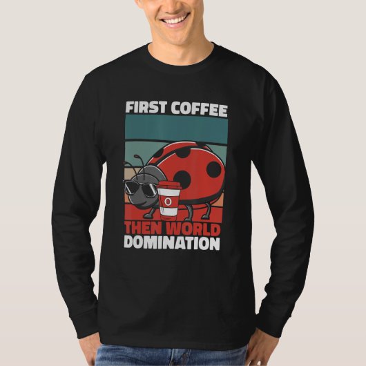 Retro Ladybug Coffee Sunglasses   Entomology Vinta Tシャツ (正面)
