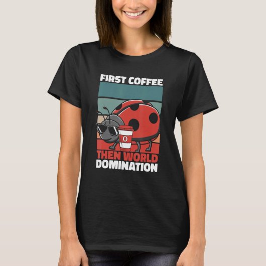 Retro Ladybug Coffee Sunglasses   Entomology Vinta Tシャツ (正面)