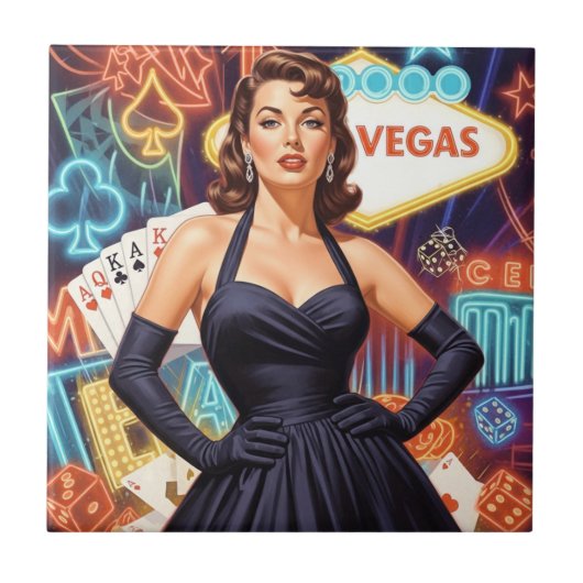 Retro Las Vegas Pin-up タイル (正面)