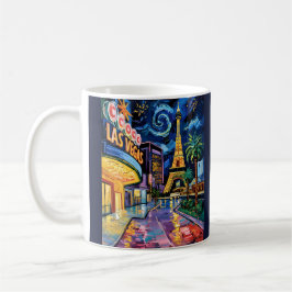 Retro Las Vegas Van Gogh Style Casino Night City コーヒーマグカップ