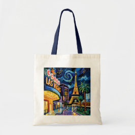Retro Las Vegas Van Gogh Style Casino Night City  トートバッグ