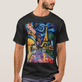 Retro Las Vegas Van Gogh Style Casino Night City  Tシャツ