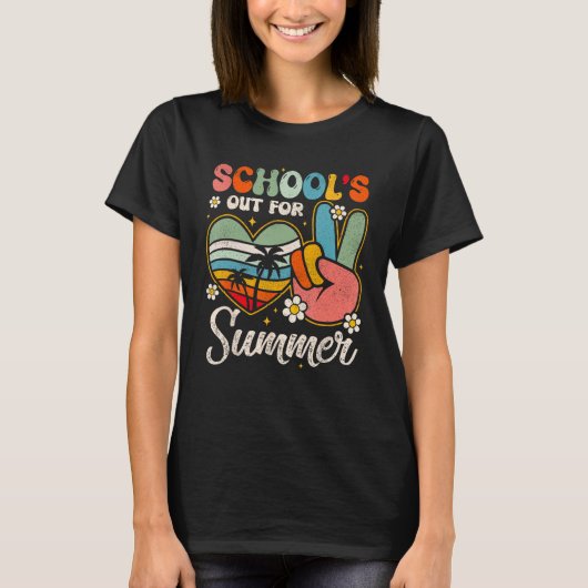 Retro Last Day of School s Out For Summer Teacher  Tシャツ (正面)