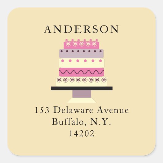 Retro Layer Cake Buttercream Return Address Label スクエアシール (正面)