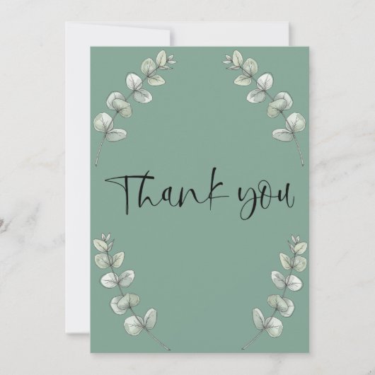 Retro leaf green greeting card Thank you サンキューカード (正面)