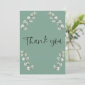 Retro leaf green greeting card Thank you サンキューカード (スタンド正面)