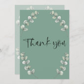 Retro leaf green greeting card Thank you サンキューカード (正面/裏面)