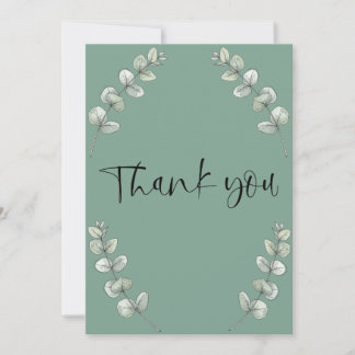Retro leaf green greeting card Thank you サンキューカード