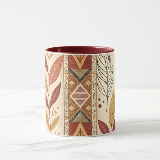 Retro Leaf Pattern Artistic Design Coffee Tea Mug マグカップ (中央)