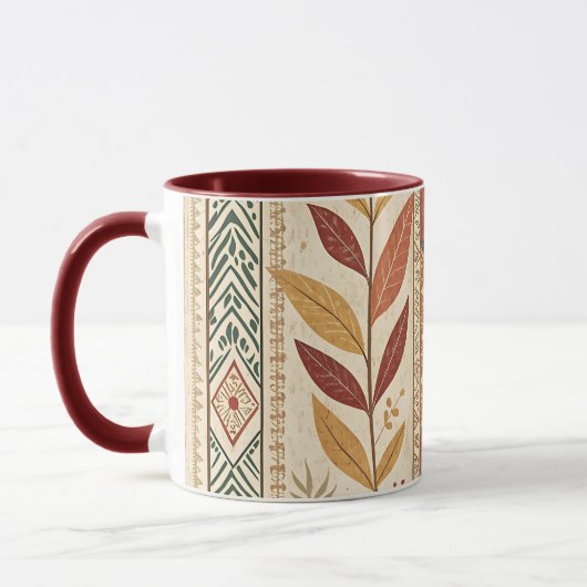 Retro Leaf Pattern Artistic Design Coffee Tea Mug マグカップ (左)