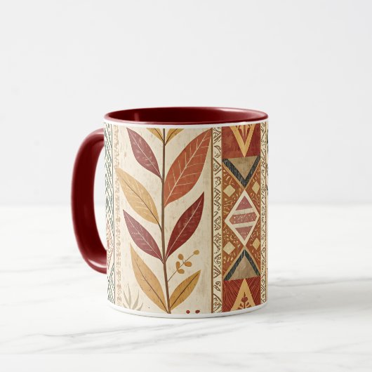 Retro Leaf Pattern Artistic Design Coffee Tea Mug マグカップ (正面左)