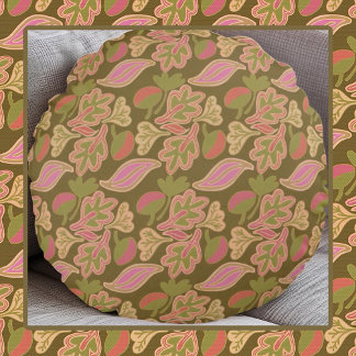 Retro leaves in bohem patterndesign ラウンドクッション