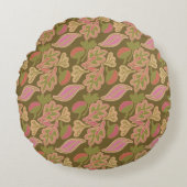 Retro leaves in bohem patterndesign ラウンドクッション (正面)