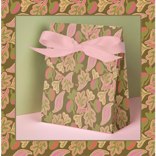 Retro leaves in bohem patterndesign Favor Box フェイバーボックス
