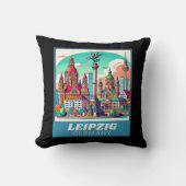 Retro Leipzig Skyline クッション (正面)