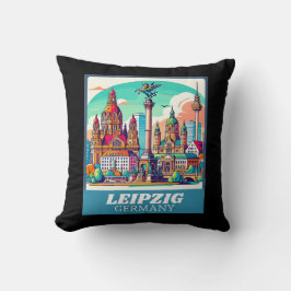 Retro Leipzig Skyline  クッション