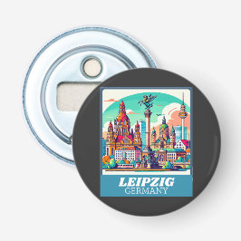 Retro Leipzig Skyline  栓抜き