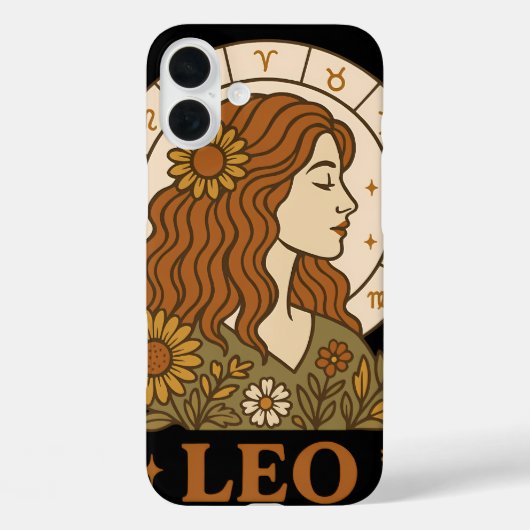 Retro Leo Zodiac Boho Floral Astrology Case-Mate iPhoneケース (裏面)