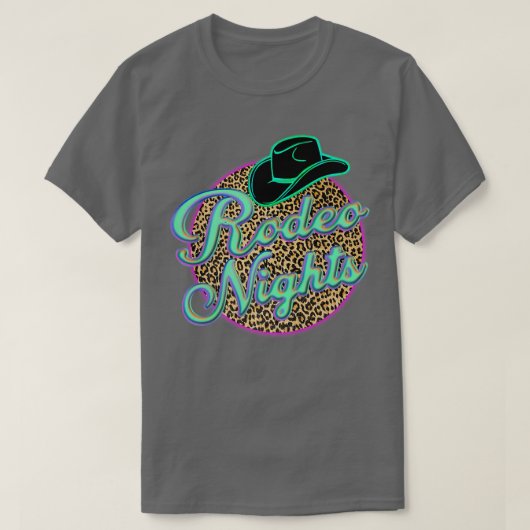 Retro Leopard Cowboy Hat Rodeo Night Western Count Tシャツ (デザイン正面)