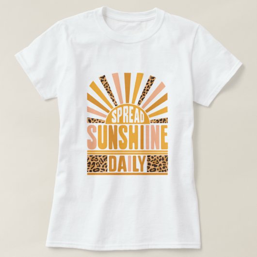Retro Leopard Sunburst; Spread Sunshine Daily Tシャツ (デザイン正面)