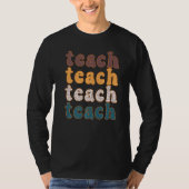 Retro Leopard Teach For Teacher Elementary School  Tシャツ (正面)