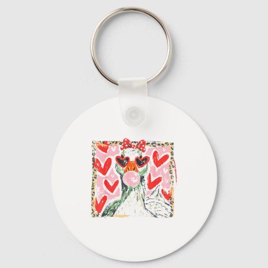 Retro Leopard Valentine Goose Funny Nk Coquette Lo キーホルダー (正面)