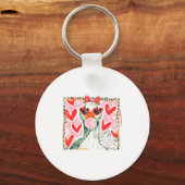 Retro Leopard Valentine Goose Funny Nk Coquette Lo キーホルダー (正面)