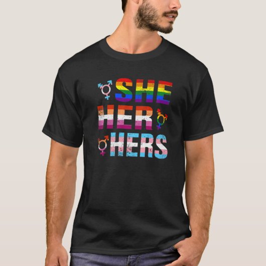 Retro Lesbian She Her Hers Pride Transgender Lgbt Tシャツ (正面)