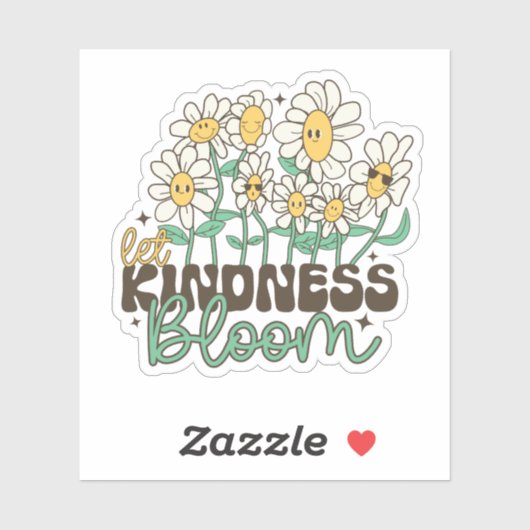 Retro Let Kindness Bloom Smiling Daisies シール (シート)