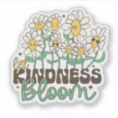 Retro Let Kindness Bloom Smiling Daisies シール (正面)