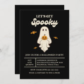  Retro Let’s Get Spooky Halloween 招待状 (正面/裏面)