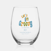 Retro Let's Get Groovy Name 60th Birthday ステムなしワイングラス (正面)
