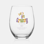 Retro Let's Get Groovy Name 60th Birthday ステムなしワイングラス (正面)