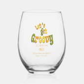 Retro Let's Get Groovy Name 60th Birthday ステムなしワイングラス (正面)