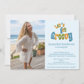 Retro Let's Get Groovy Photo 60th Birthday Party 招待状 (正面)