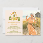 Retro Let's Get Groovy Photo 60th Birthday Party 招待状 (正面)