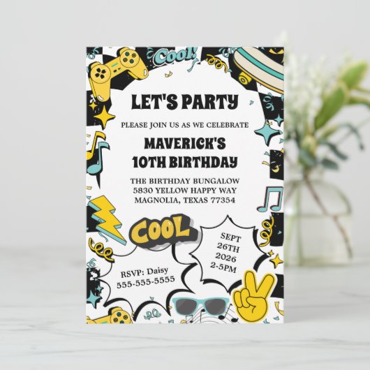 Retro Let's Party Birthday 招待状 (スタンド正面)