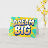 Retro lettering dream big text カード (黄色い花)