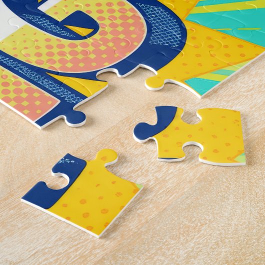 Retro lettering dream big text ジグソーパズル (側面)