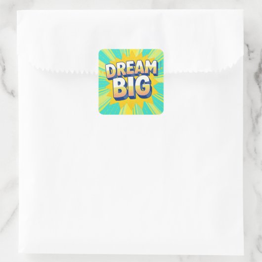 Retro lettering dream big text スクエアシール (バッグ)
