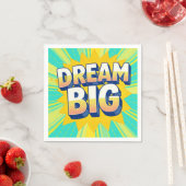 Retro lettering dream big text スタンダードカクテルナプキン (インサイチュ)