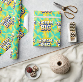 Retro lettering dream big text ラッピングペーパー