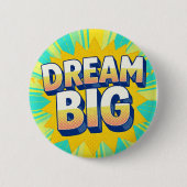 Retro lettering dream big text 缶バッジ (正面)